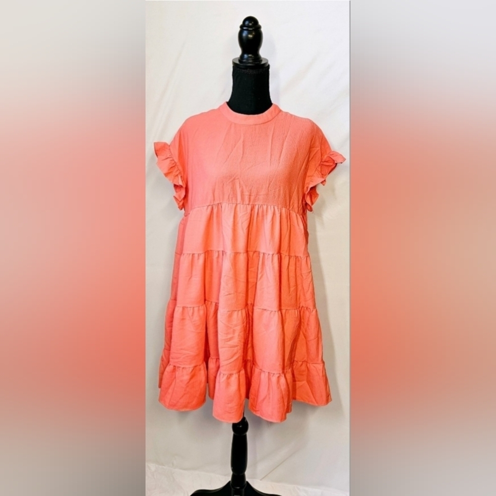 Large Petal Roz Peach Flare Dress